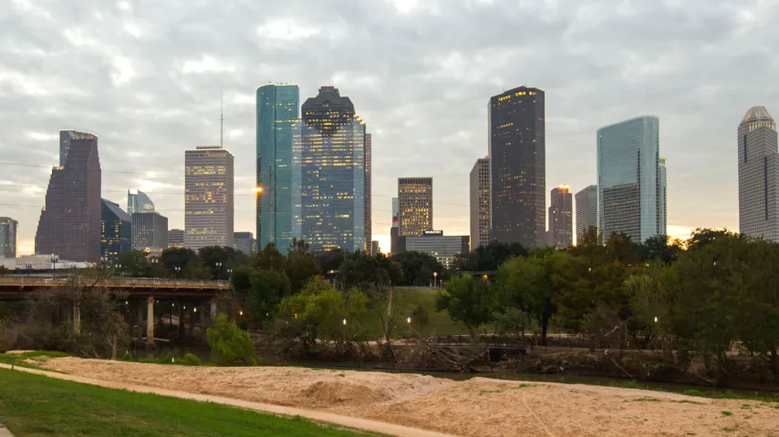 city of Houston park view downtown skyline.