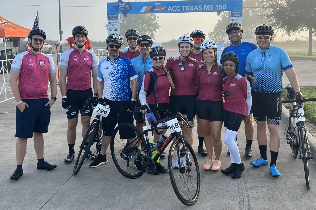 NRG ms 150 cyclist race group of participants.