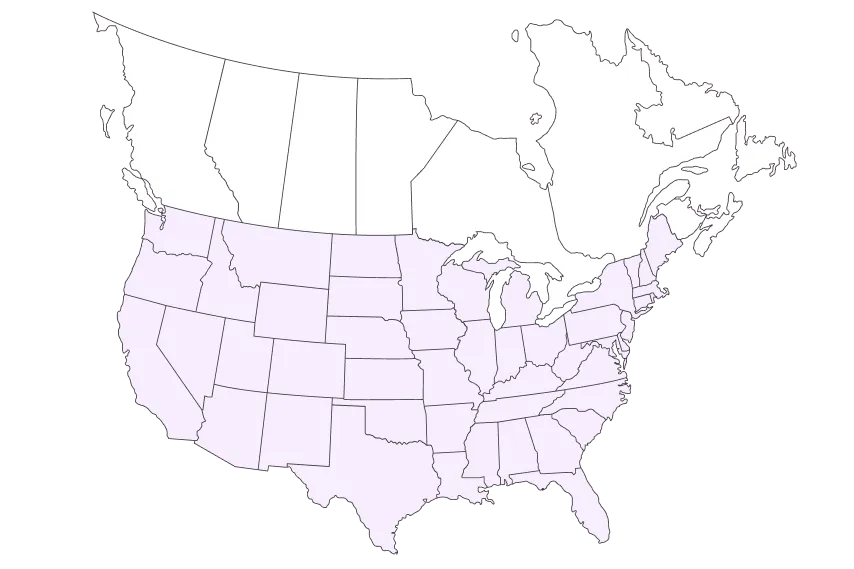all US markets map lilac.
