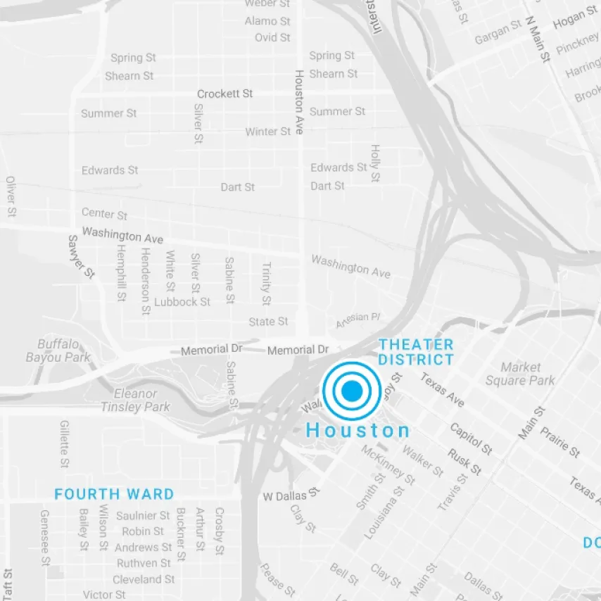 map closeup Houston city.