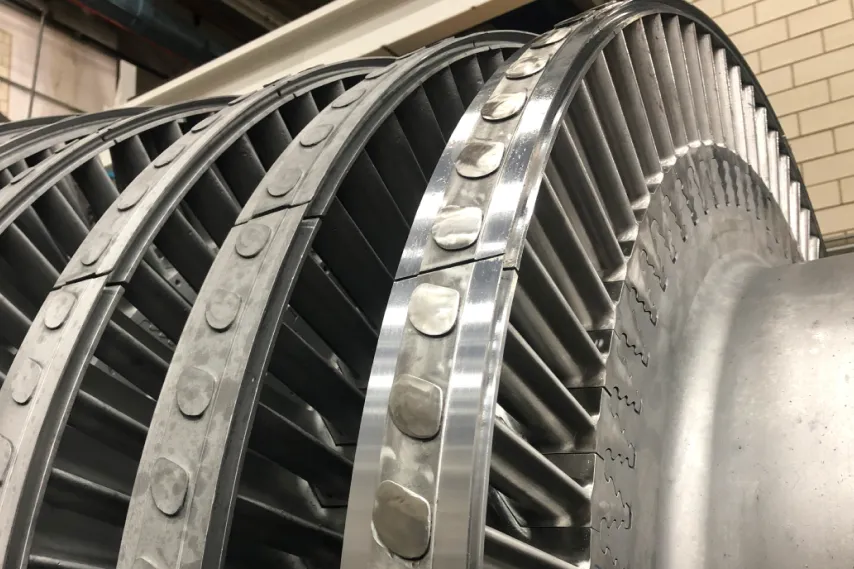 power plant turbine blade detail.