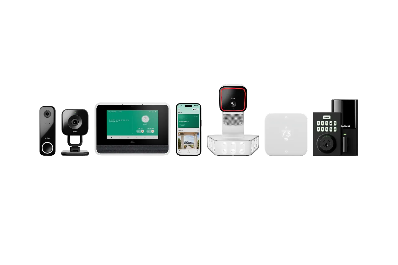 Vivint product lineup with transparent background.