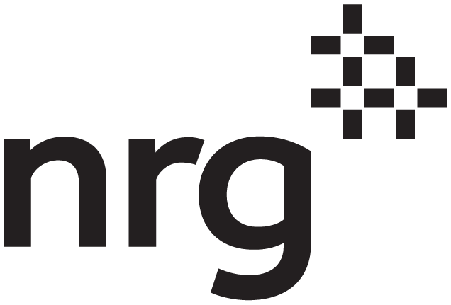text NRG in lowercase black letters with a cluster of black squares above and to the right.